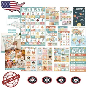 16 Boho Lernposter für Kleinkinder - robust laminiert Lernen - Bild 1 von 8