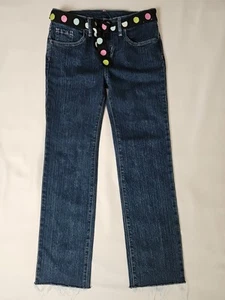 Gymboree Girl Jeans Straight Leg Raw-Hem Tie Belt Sz 12 - Picture 1 of 6