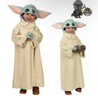 Niños Star Wars The Mandalorian Baby Yoda Niño Disfraz Disfraz Niños Bata con Sombrero  Foto 1 de 4