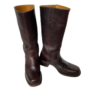 Frye hohe Damenstiefel USA 9M Campus eckige Zehenpartie klobige Absätze 77050 braun Leder - Bild 1 von 16