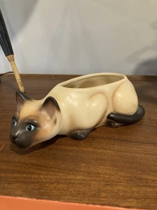 Maceta vintage Napcoware cerámica gato siamés 8” soporte esponja cocina abuela - Imagen 1 de 9