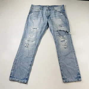 Pantalones de mezclilla rectos ajustados American Eagle desgastados lavado claro para hombre talla 34x30 - Imagen 1 de 7