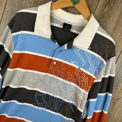 Jordan Vintage Y2K Striped Long Sleeve Polo Shirt Jumpman Graphic Mens XXL - Image 1 of 4