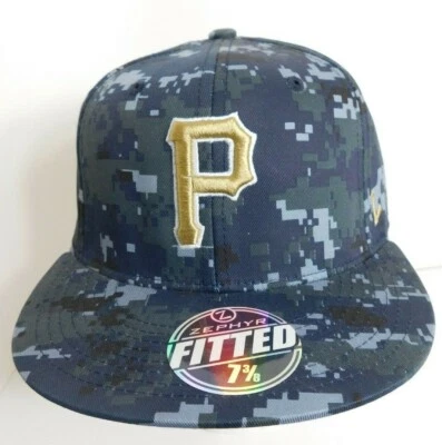 Pittsburg Pirates Hat Camouflage Fitted Baseball Zephyr 7 3/8" Med MLB Cap - Image 1 of 4