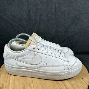 Nike Blazer Platform Low Womens Size 9 Triple White Leather Sneaker DJ0292-100 - Picture 1 of 8