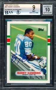 BARRY SANDERS AUTOGRAPHED 1989 TOPPS TRADED RC BGS 9 GEM 10 AUTO BECKETT 209316