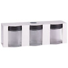 Set of 3 Storage Jars With Black Airtight Lids Kitchen Storage Jars