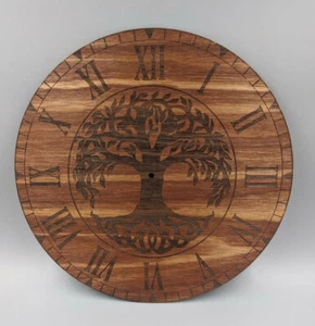 Tree of Life Clock Laser Etched on Red Mahogany - Picture 1 of 5
