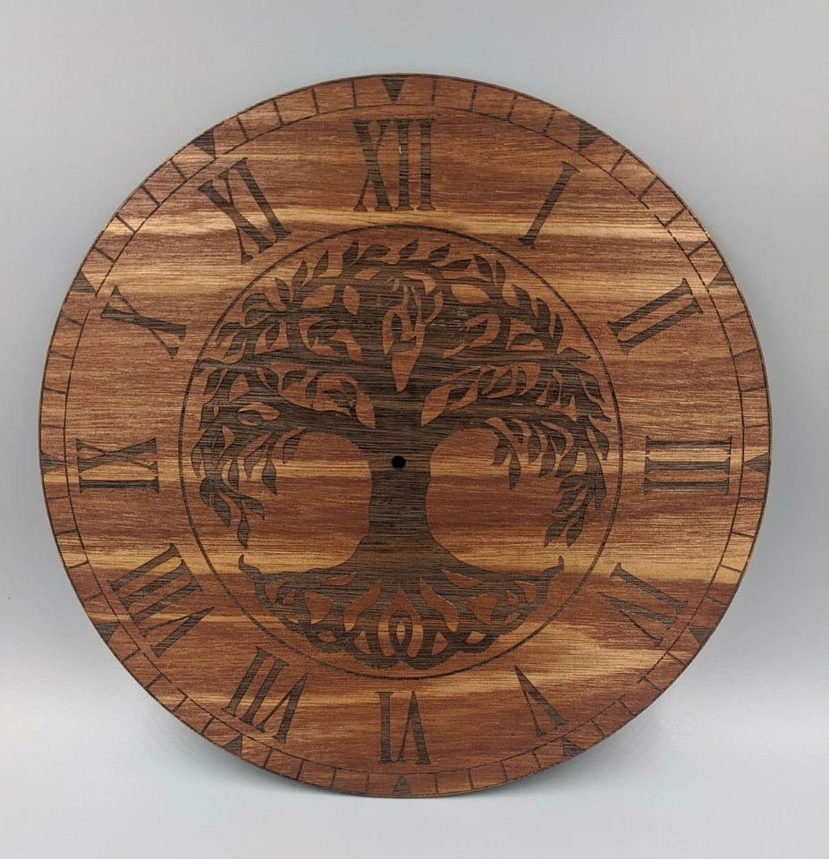Tree of Life Clock Laser Etched on Red Mahogany - Image 1 of 4