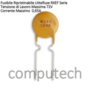 2 pezzi RXEF065 72V 0,65A Fusibile Ripristinabile Littlefuse PPTC X65, 650mA - Imagen 1 de 2