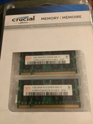 Crucial 1 GB PC2-5300s Laptop Memory RAM Mac Compatible E3 - Image 1 of 4