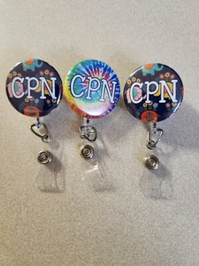 Lot of Three CPN Certified Pediatric Nurse Retractable Reel ID Badge Holder - Picture 1 of 5