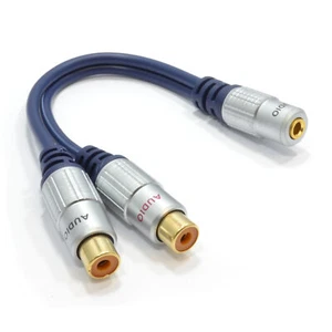 Adaptateur De Câble Jack Stéréo 3,5 Mm En Or PUR À 2 Prises RCA Phono [007993] - Afbeelding 1 van 17