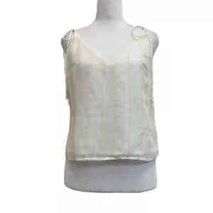 Camiseta sin mangas Superdown Antonella amarilla y blanca a rayas con correa de corbata talla S fiesta de verano - Imagen 1 de 12
