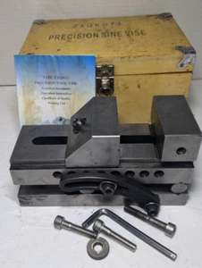 PRECISION TOOL SINE VISE ZXQKG73 IN BOX 7&1/2" LONG, 2&7/8" W, 4" OPENING - Picture 1 of 18
