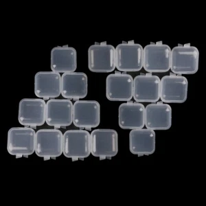 20 Pieces Square Mini Clear Plastic Bead Storage Containers Box Jewelry Holder - Picture 1 of 8