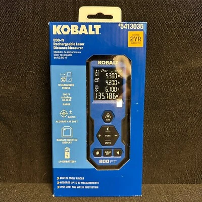 BRAND NEW Kobalt 200 Ft Rechargeable Laser Distance Measurer 5413035 - Image 1 of 4