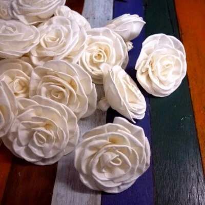 12 Classic Roses Sola Wood Diffuser Flowers 8 cm Dia. for Decorate Craft - Image 1 of 3