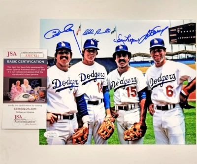 Dodgers Infield autograph signed 8x10 Photo JSA COA Russell, Garvey, Cey, Lopes - Image 1 of 3