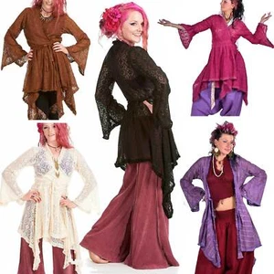 Ibiza Wrap Jacket, Pagan Gypsy Boho Kimono Vintage-Style Lace Beach Hippy Top - Picture 1 of 45