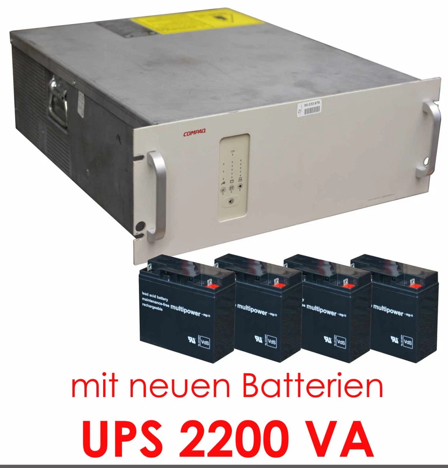 2,2 KVA 48cm 19" UPS USV COMPAQ DELTEC FÜR SERVERSCHRANK MIT NEUEN BATTERIEN #61 - Bild 1 von 1