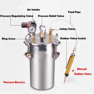 Manual Glue Dispenser Pressure Barrel 3L Flow Dispensing Valve Stainless - Picture 1 of 21