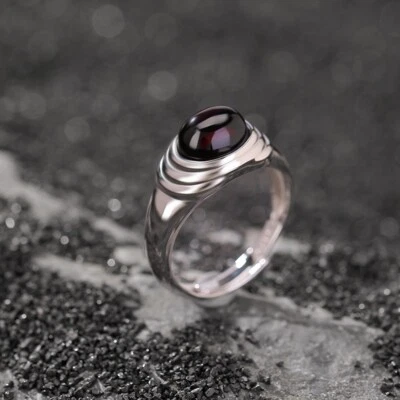 F02 Anello Ovale Piramide con Rosso Ambra Blutbernstein Argento 925 Regolabile - Immagine 1 di 4