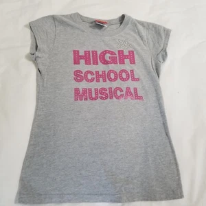 Disney Girls High School Musical Top Size L 12-14 T-Shirt Gray Pink S/S - Picture 1 of 5