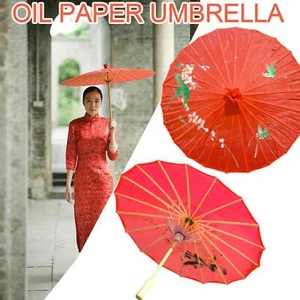 Chinese Classic Vintage Paper Umbrella Wedding Painted Dance Prop Parasol P1J7 - Picture 1 of 12