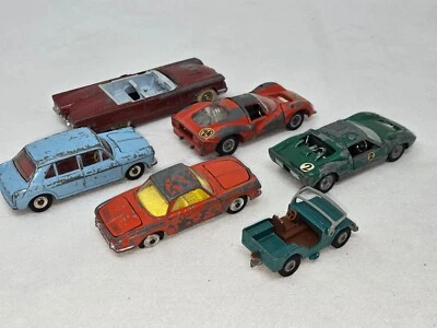 LOT OF 6 VINTAGE DIECAST TOY CARS DINKY MEBETOYS CORGI HUSKY FERRARI FORD MORRIS - Image 1 of 4