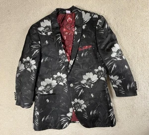 Paisley & Gray Jacket Mens 42R Black Floral Blazer Sport Coat Party - Picture 1 of 14