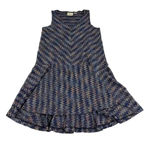Maeve Anthropologie A-Line Dress Women's Medium Blue Zig Zag Lace Overlay - Picture 1 of 5