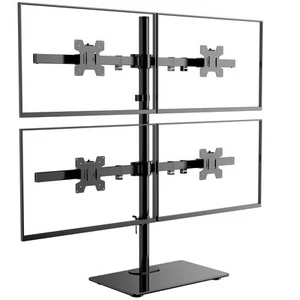 Freestanding Quad Monitor Mount for 17-27 Inch Screens, Fully Adjustable 4 Mo... - Picture 1 of 8