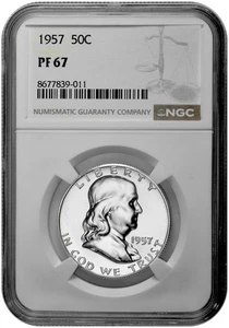 1957 50C Proof Silver Franklin Half Dollar NGC Graded PF 67 in New Holder - Picture 1 of 2