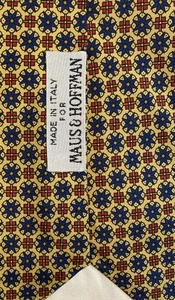Corbata de seda italiana Maus & Hoffman dorada/azul/roja seda - Imagen 1 de 3
