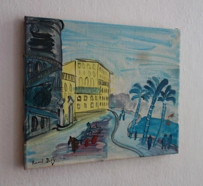 Редкая уникальная картина, побережье Французской Ривьеры, подпись Рауля Дюфи, с сертификатом подлинности - Изображение 1 из 4