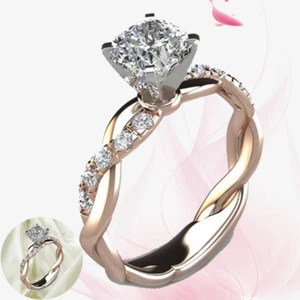 Ring Bling Gift Beautiful Moissanite Fashion Silver plated Women Engagement - Picture 1 of 15
