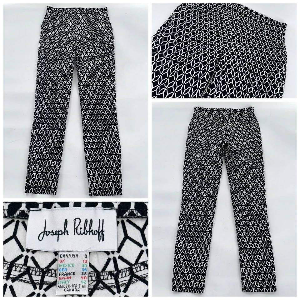 Pantalones Chinos Joseph Ribkoff Mujer Talla 8 Negro Blanco Algodón Poli Span YGI J4-70 Foto 1 de 4