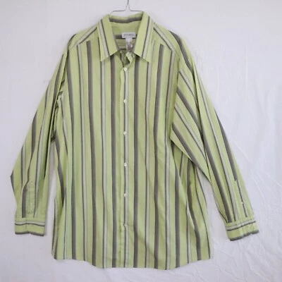Concepts by Claiborne Shirt Mens XLT Tall Button Up Green Striped Long Sleeve - Image 1 of 4