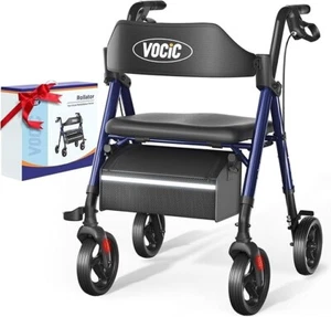 Rollatoren für Senioren, klappbarer Rollator mit Sitz, Aluminiumstützen 330lb, 8" Räder - Bild 1 von 46