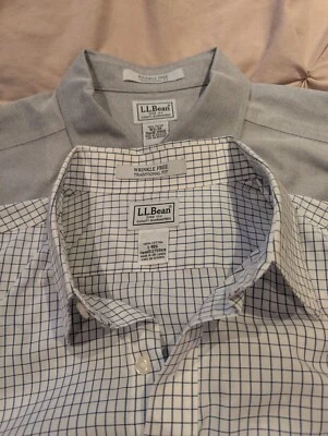 Paquete de 2 camisas de vestir Oxford vintage LL Bean para hombre grandes azules/algodón a cuadros  Foto 1 de 4