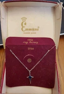 Evening Star VTG Emmons Signed Necklace Enamel pendant Silver In Origional Box - Picture 1 of 7