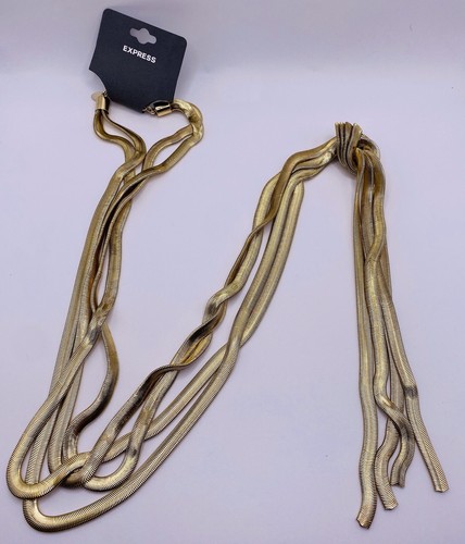 VETEMENTS Collana lunga Express tono oro larga spessore doppio filo annodato 42” nuova