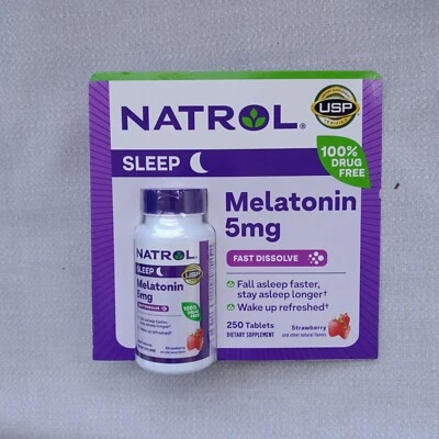 Natrol Melatonina 5 mg Disolución Rápida 250 Comprimidos Sabor Fresa ~ CADUCIDAD 2026/7 Foto 1 de 2