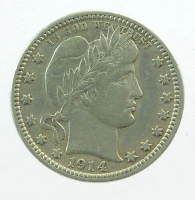 1914 US Mint Barber Silver Quarter Coin - Image 1 of 2