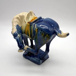 VINTAGE CHINESE DRIP GLAZE WAR HORSE TANG DYNASTY STYLE FIGURINE - Picture 1 of 8