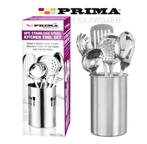 6 x STAINLESS STEEL Kitchen Cooking Tool Set CADDY Utensils Cutlery Home Food - Picture 1 of 7