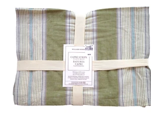 Williams Sonoma Capri Stripe Place Mats Sage Green Linen Cotton Set of 4 - Picture 1 of 6