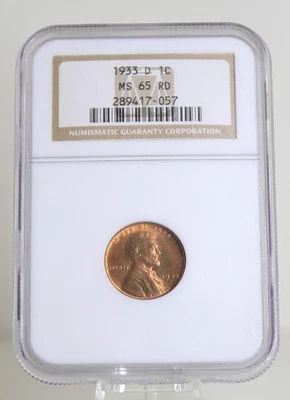 1933-D Lincoln Cent NGC MS65RD - Image 1 of 2