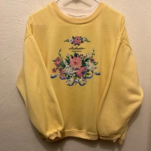 Vintage 1990’s Women’s Large yellow floral cottagecore crewneck sweatshirt - Picture 1 of 9